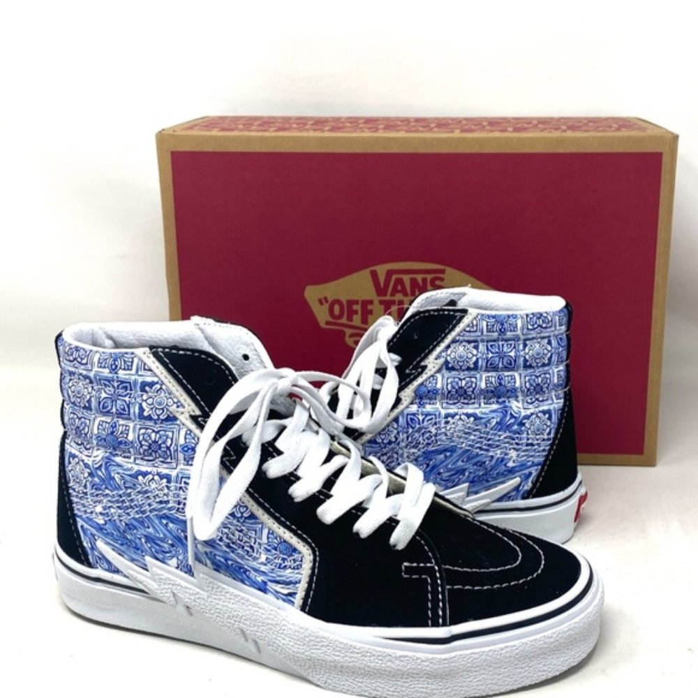 VANS Sk8-Hi Bolt Skate Shoes Canvas Suede Sneakers Blue Black Women VN0A5JIBLK - Picture 7 of 9